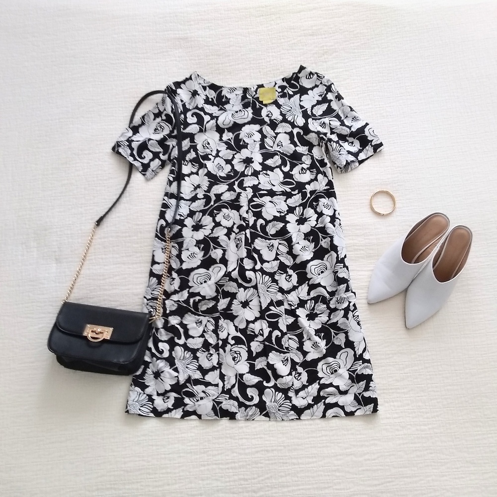 Anthropologie black and white floral dress